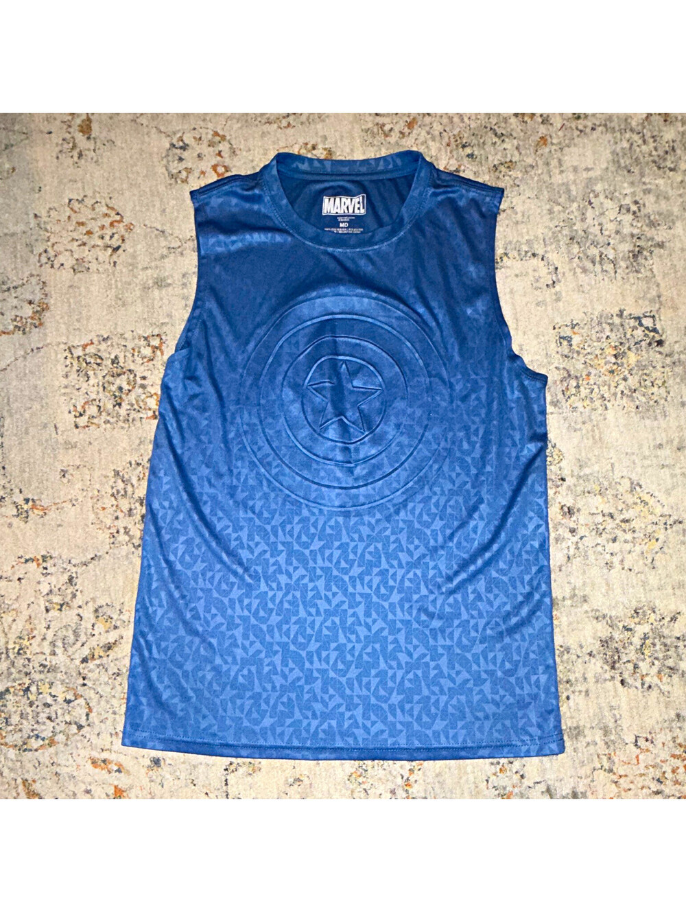 Marvel Men’s M Blue Captain America Shield Logo Lightweight Tank Top A241
